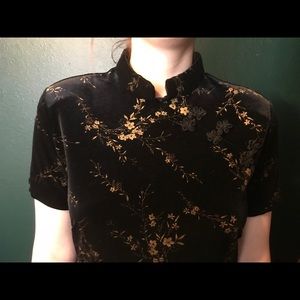 Black velvet cocktail dress.